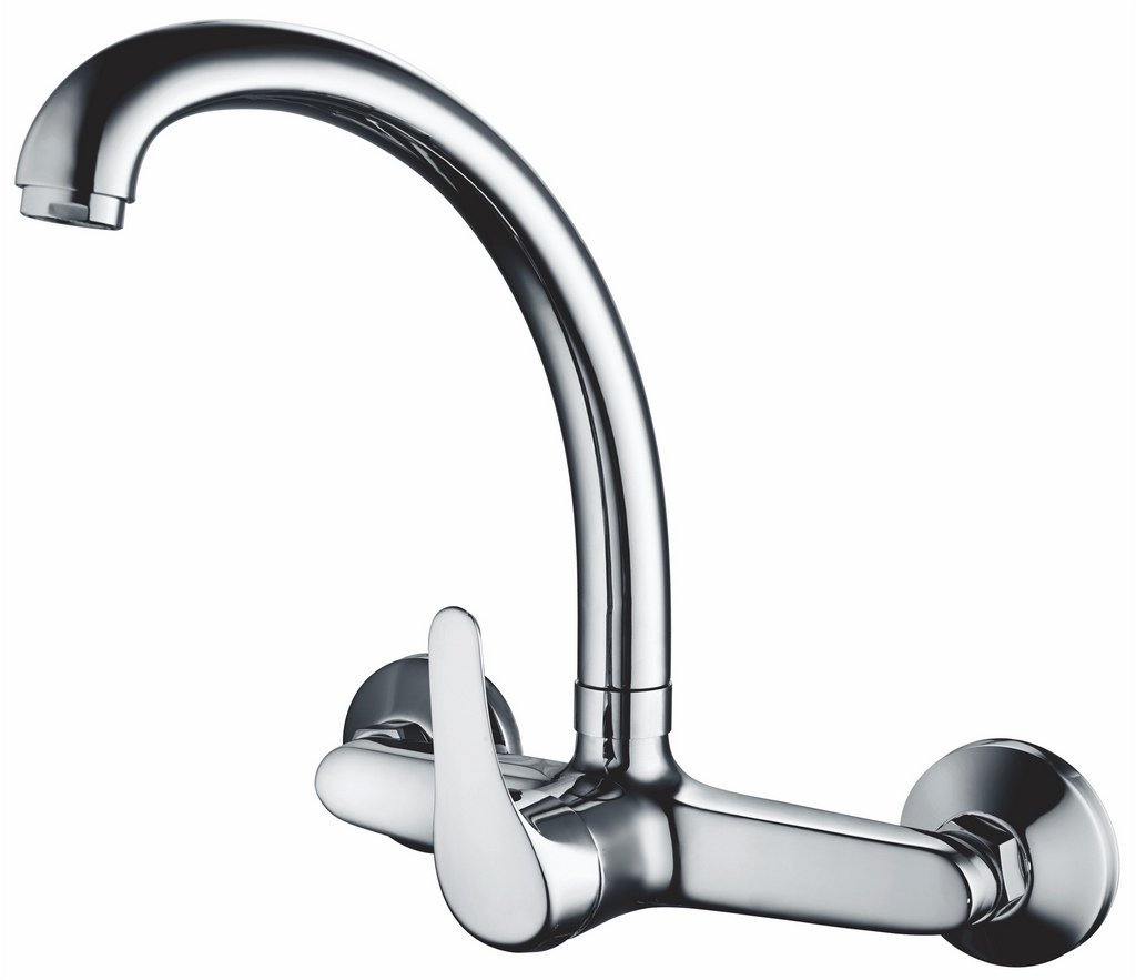 Monocomando de pared pico alto cromado - distancia entre ejes 20 cm