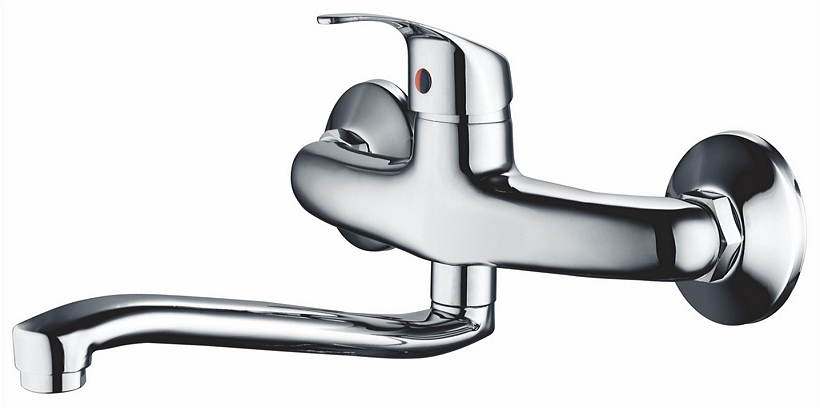 Monocomando de pared pico bajo cromado - distancia entre ejes 20 cm